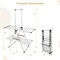 Silver 2-Tier Foldable Clothes Drying Rack with Tall Hanging Bar and Height Adjustable Gullwings